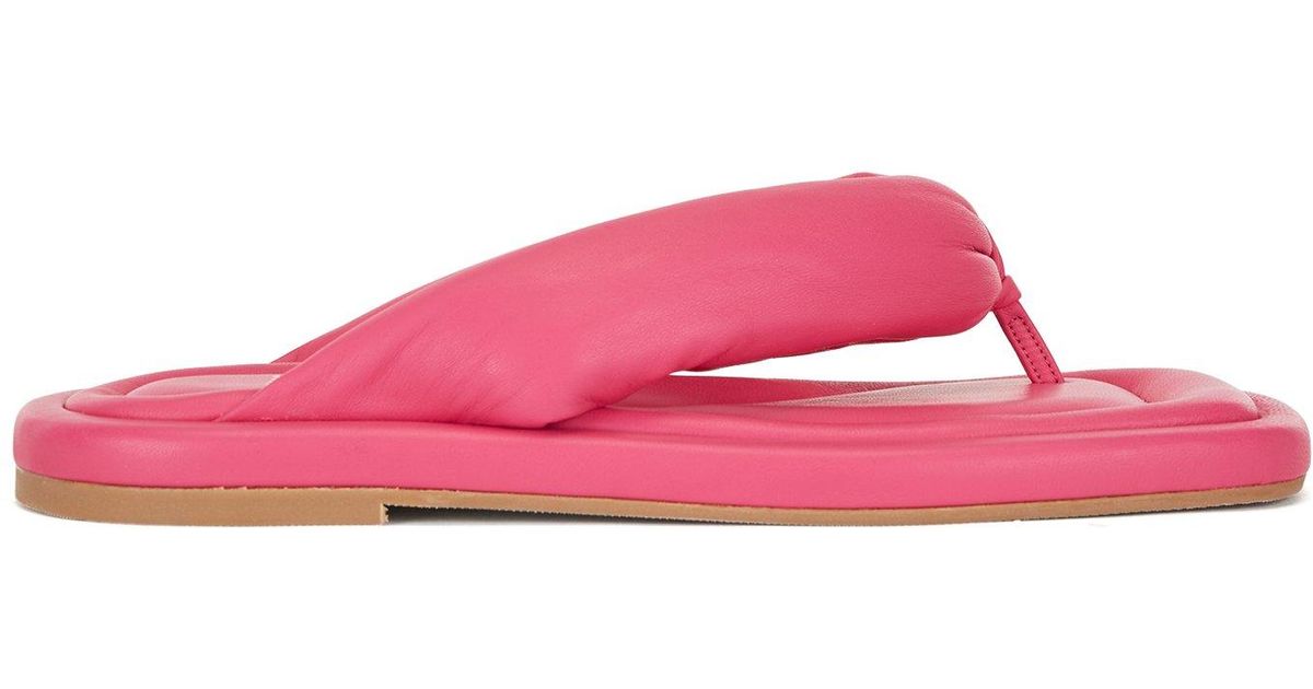 BOSS by HUGO BOSS Flat Sandals In Italian Leather With Square Toe in