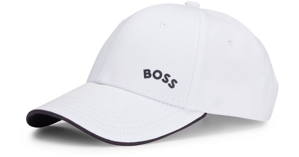 Boss By Hugo Boss Cotton Twill Cap With Curved Logo In White For Men Lyst Uk 6061