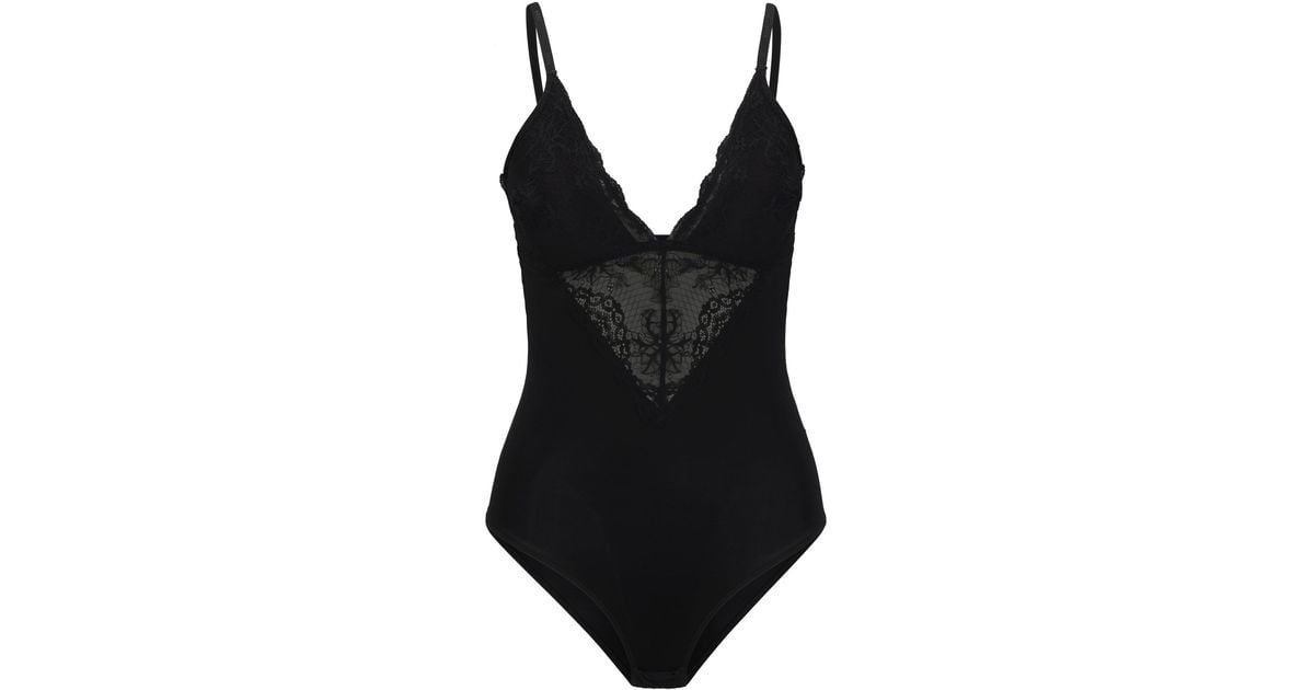 BOSS by HUGO BOSS Lace-detail Bodysuit With Logo Straps in Black