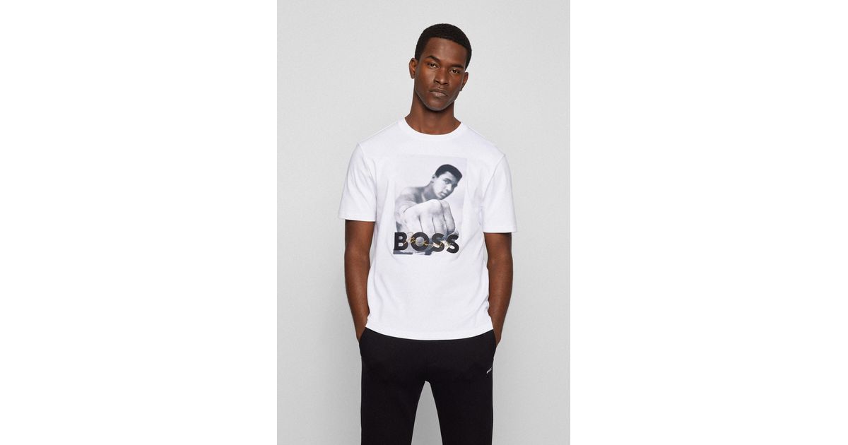 BOSS by HUGO BOSS Interlock-cotton T-shirt With Muhammad Ali Graphic in  White for Men | Lyst