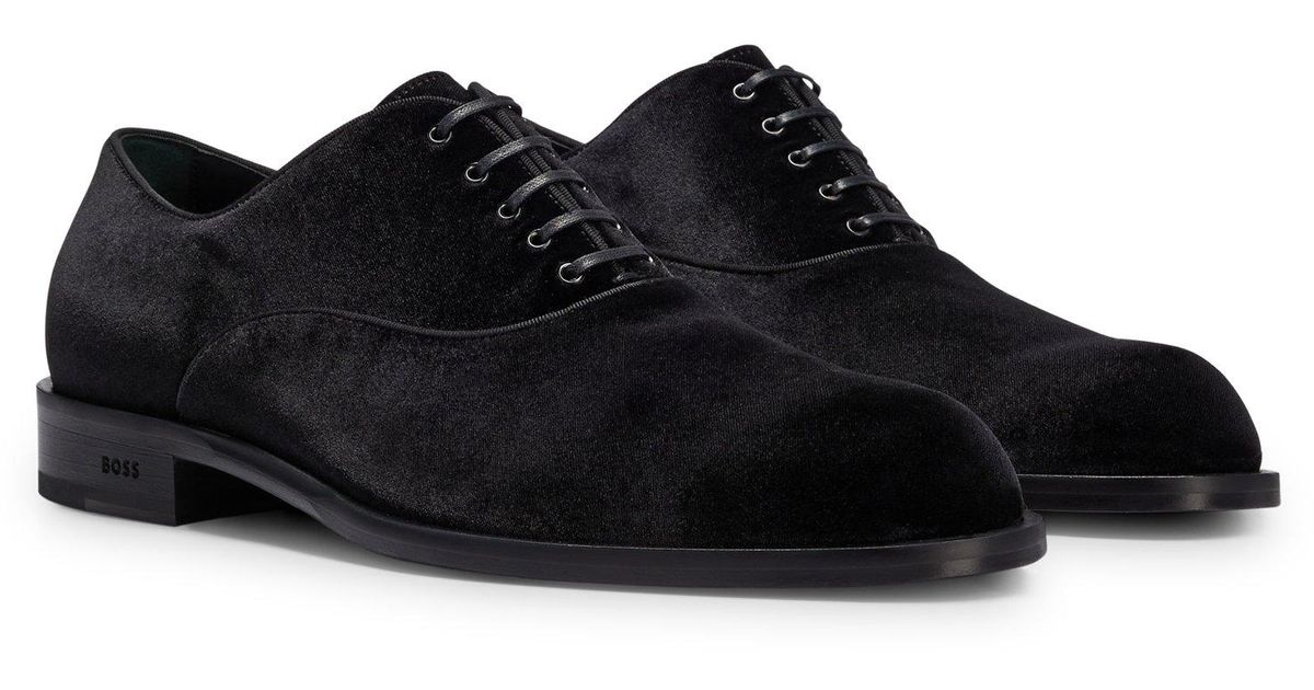 BOSS Italian Oxford Shoes In Velvet With Leather Sole in 