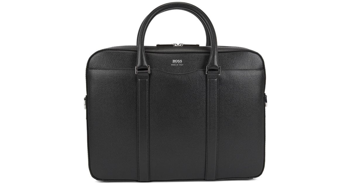BOSS by Hugo Boss Laptop Bag In Finelytextured Leather 'signature_s