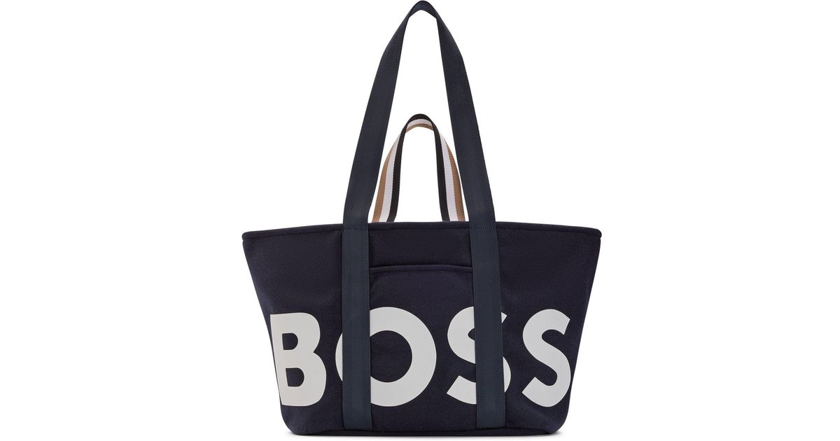BOSS by HUGO BOSS Tote Bag In Recycled Fabric With Contrast Logo in
