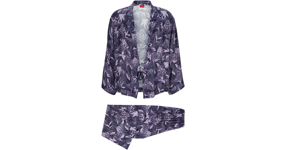 BOSS by HUGO BOSS Relaxed-fit Pajamas In A Kimono Style in Blue | Lyst