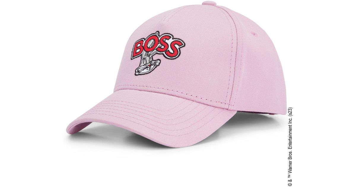 BOSS by HUGO BOSS Looney Tunes X Cotton-twill Cap With Logo And Character  Patch in Pink for Men