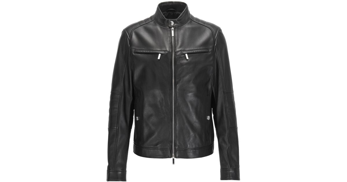 BOSS by HUGO BOSS Regular-fit Mercedes-benz Leather Jacket in Black for Men  - Lyst