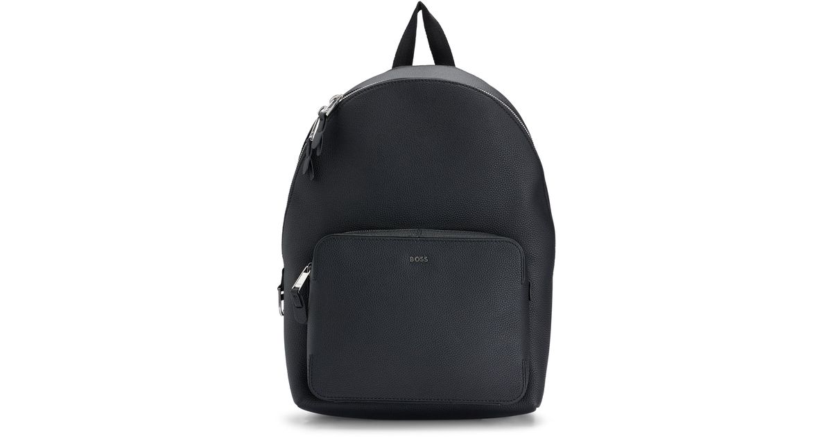 BOSS by HUGO BOSS Grained-leather Backpack With Polished Silver ...