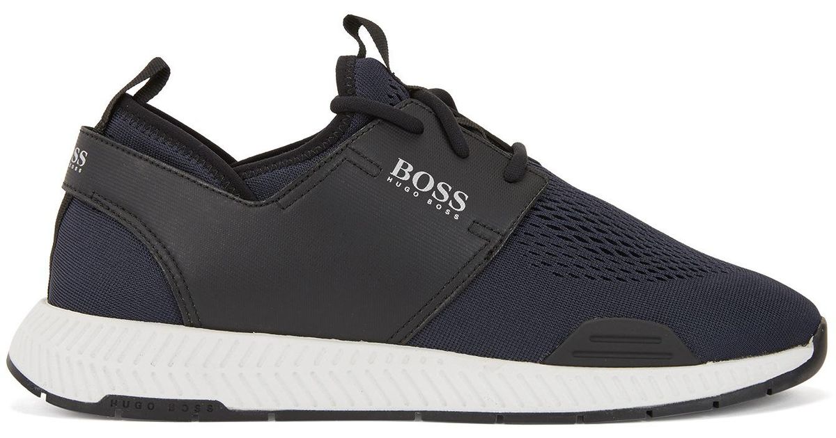 boss athleisure titanium runner mesh trainers