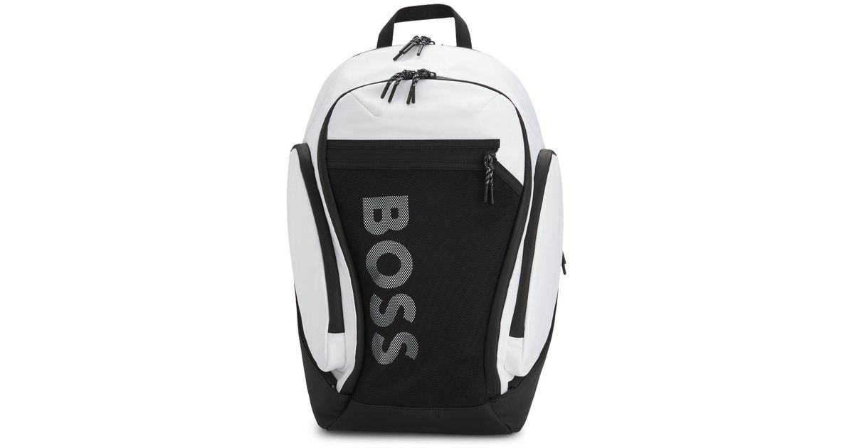 BOSS Logo Backpack With Mesh Front Pocket in Black for Men | Lyst UK