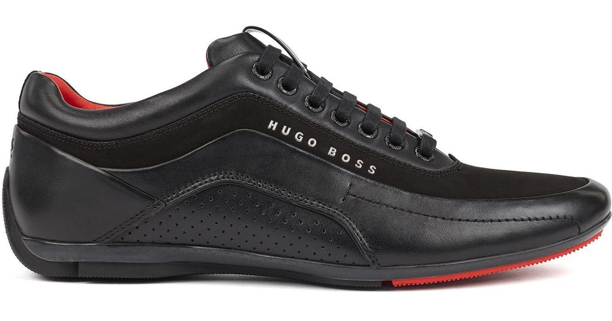 hugo boss trainers in leather and carbon fibre