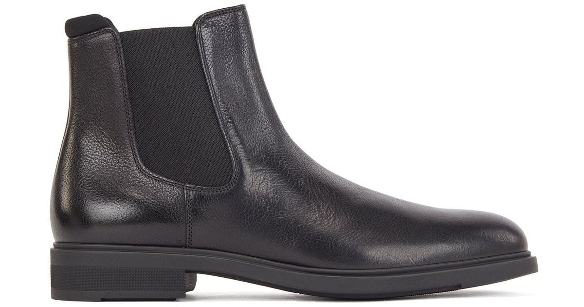 BOSS by HUGO BOSS Italian Made Chelsea Boots In Leather With Monogram