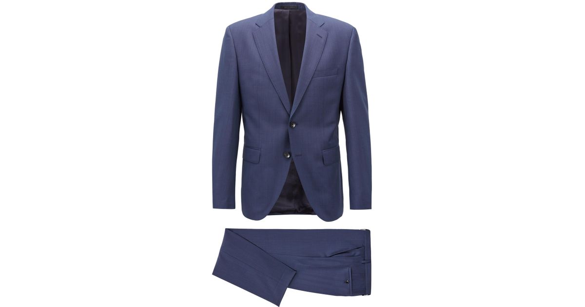 BOSS by HUGO BOSS Regular-fit Suit In Structured Marzotto Wool in Blue for  Men | Lyst