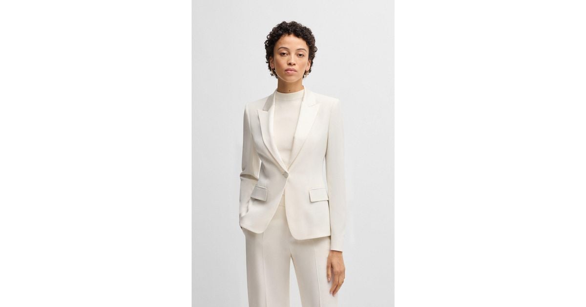 BOSS Slim-Fit Tuxedo Jacket With Single Button in White | Lyst UK