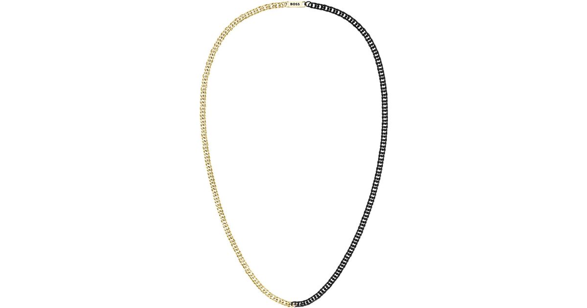 BOSS by HUGO BOSS Chain Necklace In Black And Gold Tones in Blue for