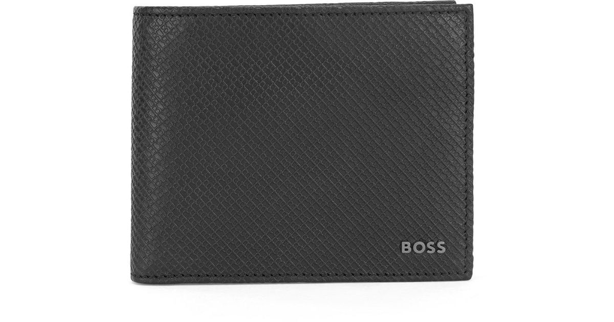 BOSS by HUGO BOSS Italianleather Trifold Wallet With Emed Monograms in