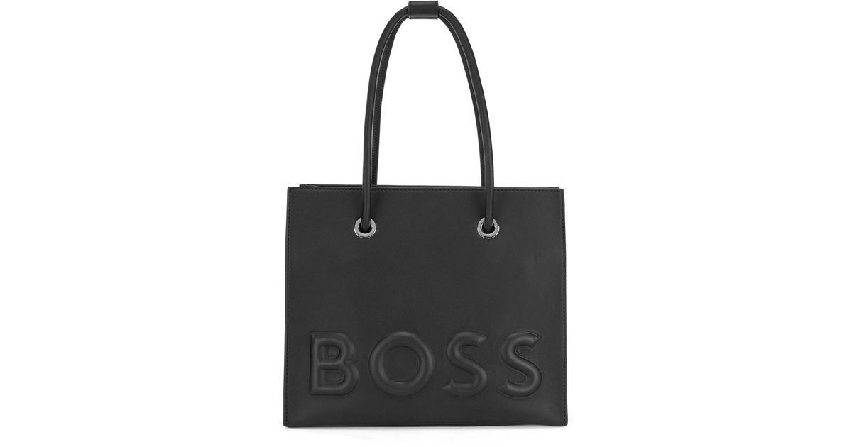 BOSS by HUGO BOSS Fauxleather Tote Bag With Raised Logo in Black Lyst Australia