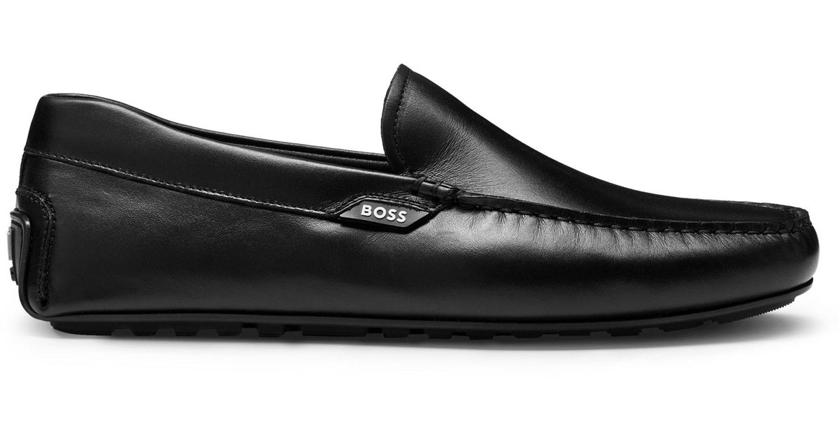 BOSS by HUGO BOSS Nappa-leather Moccasins With Logo Trim in Black for ...