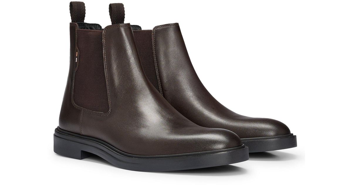 BOSS by HUGO BOSS Leather Chelsea Boots With Signature-stripe Detail in ...