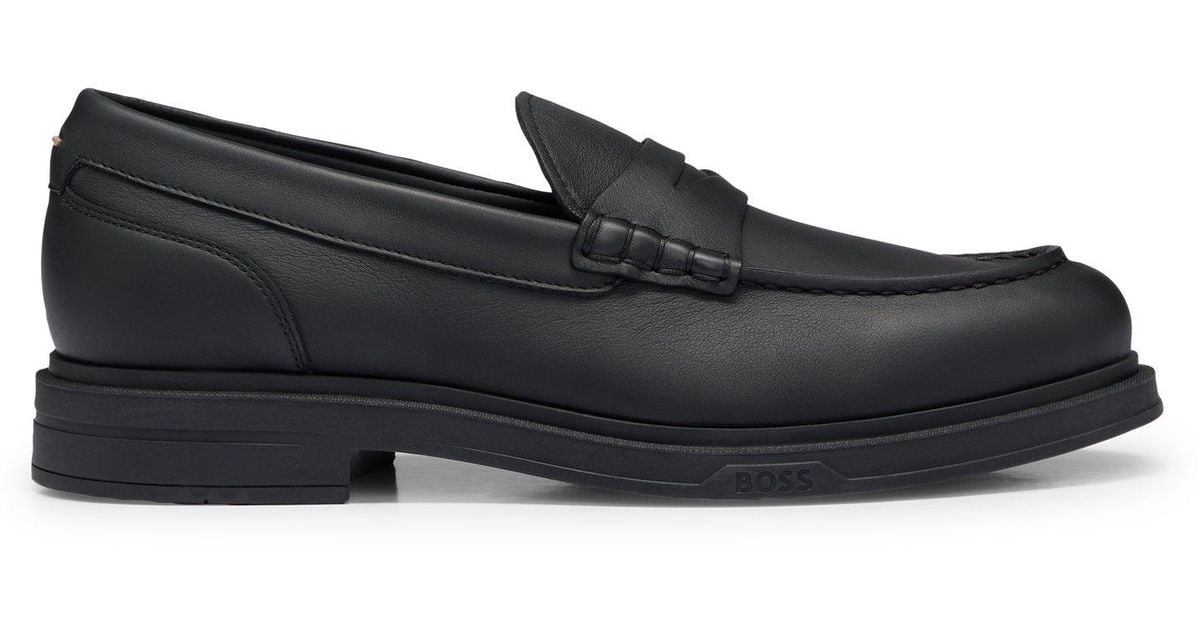 BOSS by HUGO BOSS Italian Leather Loafers With Signaturestripe Detail