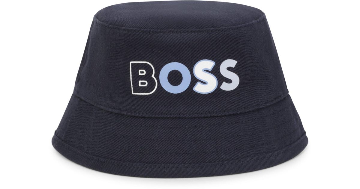 BOSS by HUGO BOSS Baby Bucket Hat With Multi-colored Logo Print in Blue for  Men | Lyst