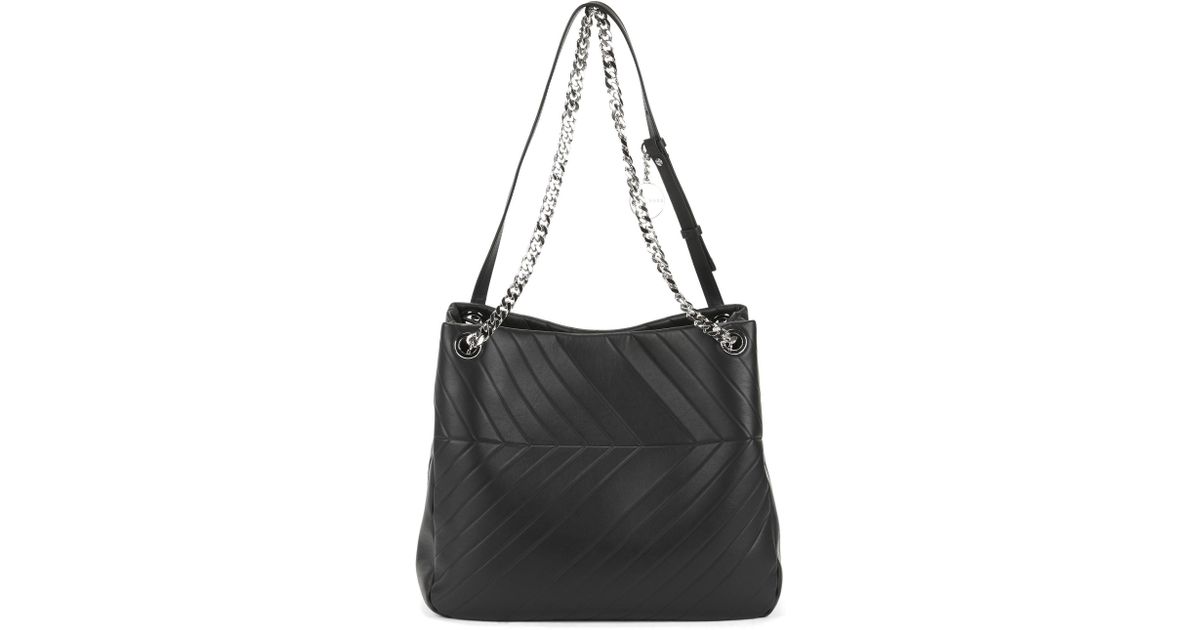 Lyst Boss Leather Hobo Bag With Chevron Quilting In Black