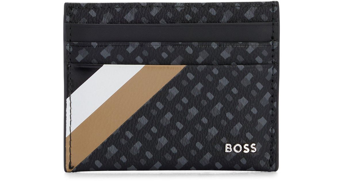 BOSS by HUGO BOSS Card Holder In Monogramprint Italian Fabric With