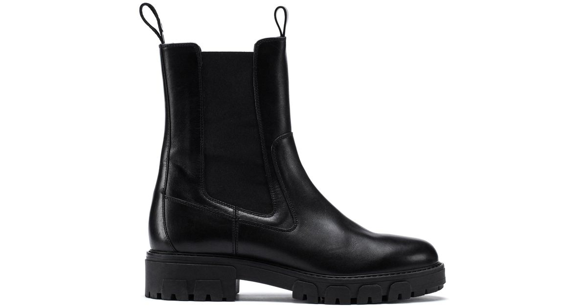 BOSS by HUGO BOSS Chelsea Boots In Italian Leather With Reverse-logo ...