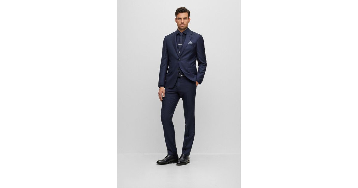 BOSS by HUGO BOSS Dreiteiliger SlimFit Anzug mit KaroMuster in Blau