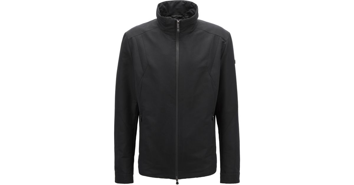 BOSS by Hugo Boss Synthetic Water Repellent Zip Through Jacket With  Packable Hood in Black for Men - Lyst