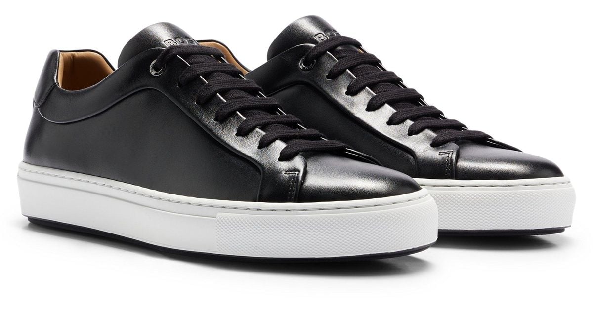 BOSS by HUGO BOSS Leather Cupsole Trainers With Logo Details Crafted In ...