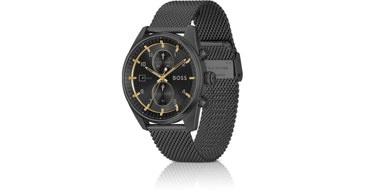 BOSS by HUGO BOSS Black Mesh bracelet Chronograph Watch With Tonal