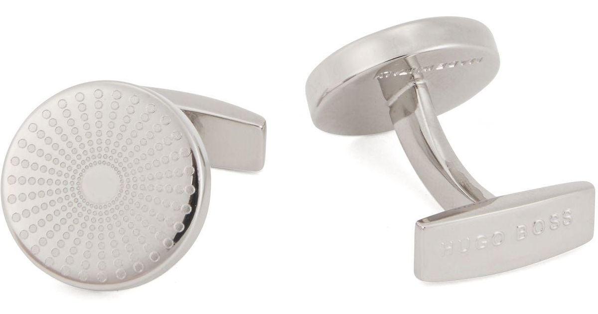BOSS by Hugo Boss Italianmade Round Cufflinks With Lasered Polkadots