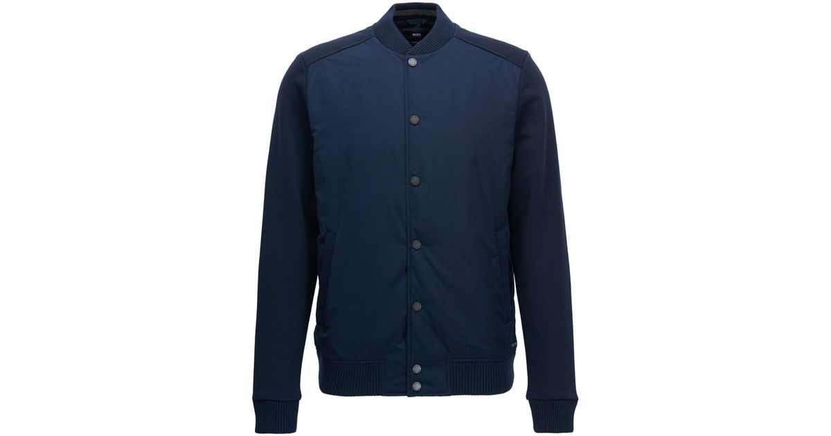 BOSS by HUGO BOSS Synthetic Varsity Jacket | Skiles in Dark Blue (Blue) for  Men - Lyst