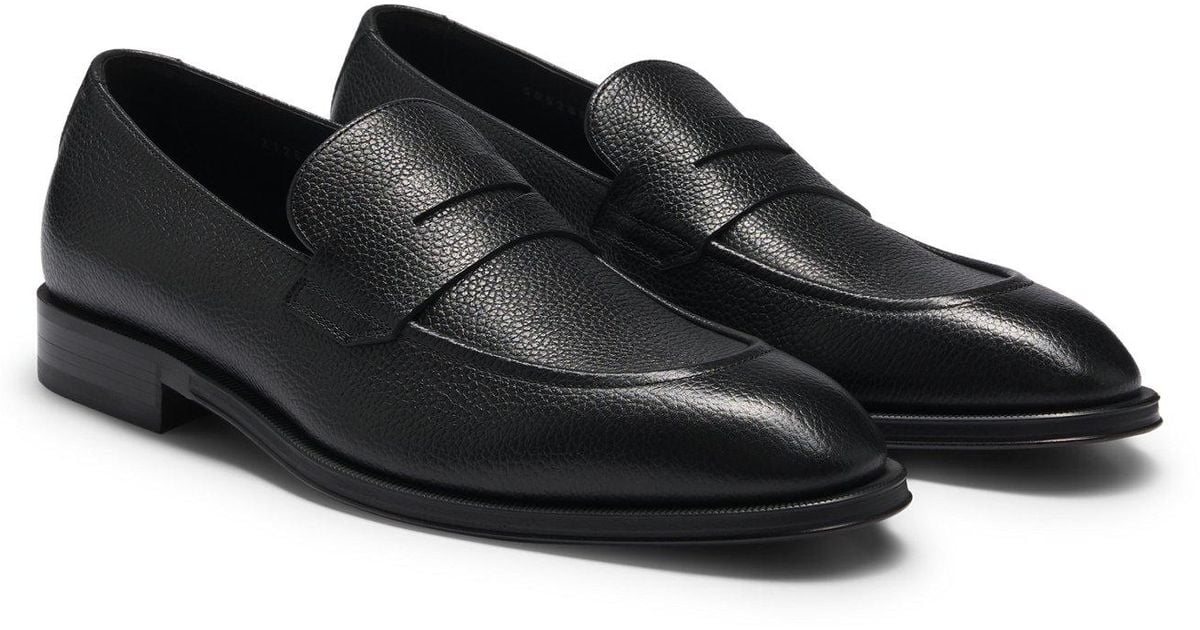 BOSS Apron-Toe Slip-On Loafers in Black for Men | Lyst UK