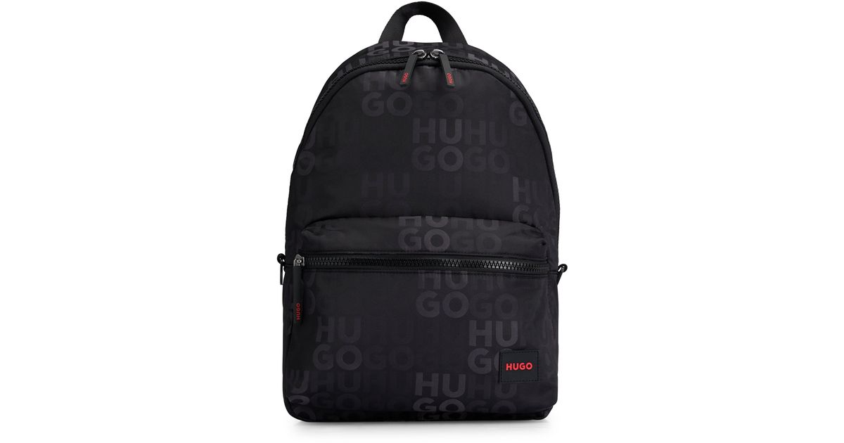 BOSS by HUGO BOSS Rucksack mit StackLogoMuster und LogoAufnäher aus Gummi in Schwarz für
