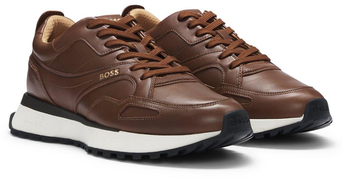 Leather Boss Running Trainers Boss Parkour Running Trainers, Black