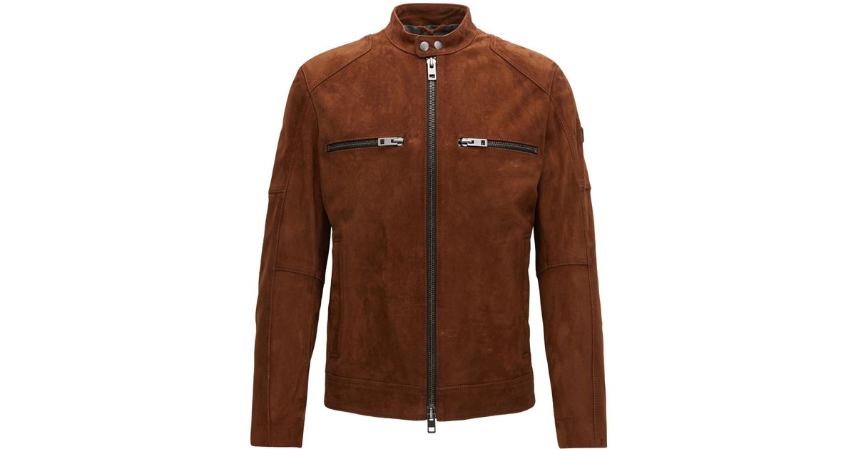hugo boss brown suede jacket