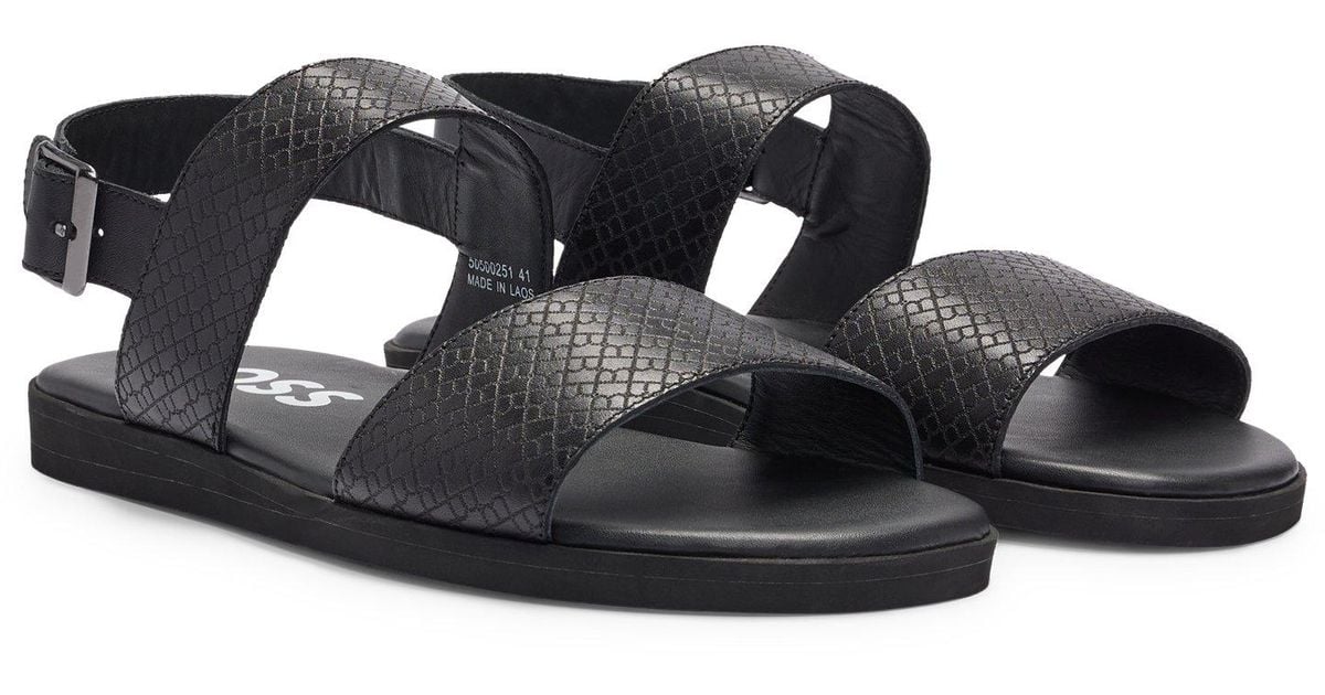 BOSS by HUGO BOSS Leather Sandals With Emed Logo And Buckle Closure in ...