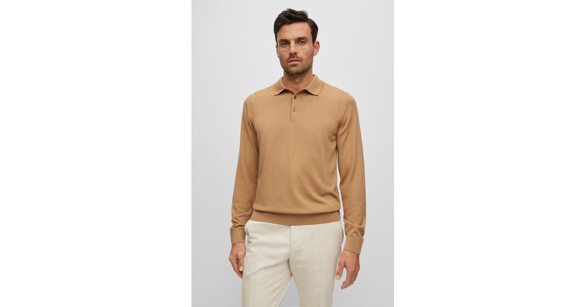 BOSS by HUGO BOSS Polo-collar Sweater In Wool, Silk And Cashmere in ...