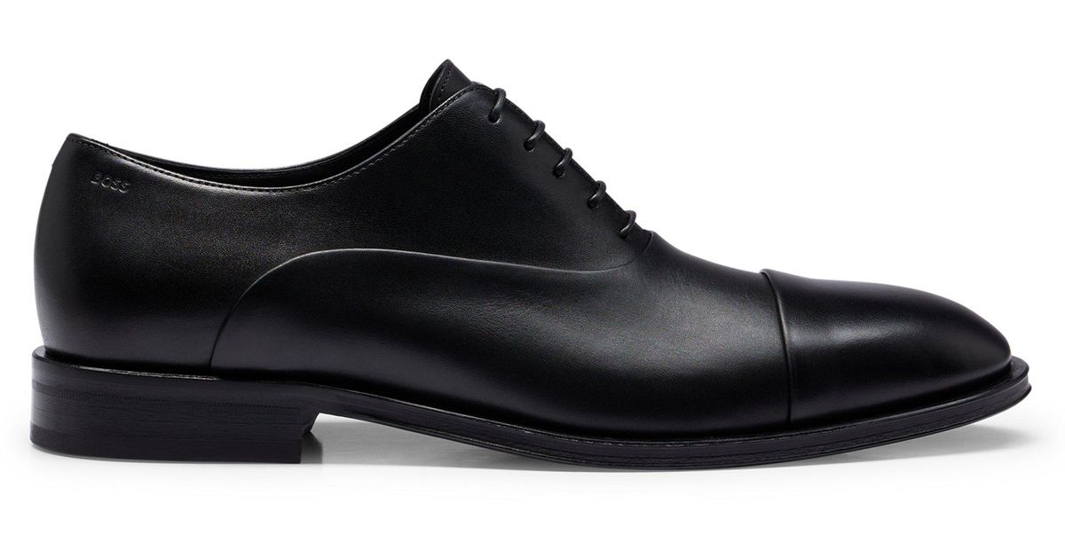BOSS by HUGO BOSS Italian-made Leather Oxford Shoes With Branding in ...
