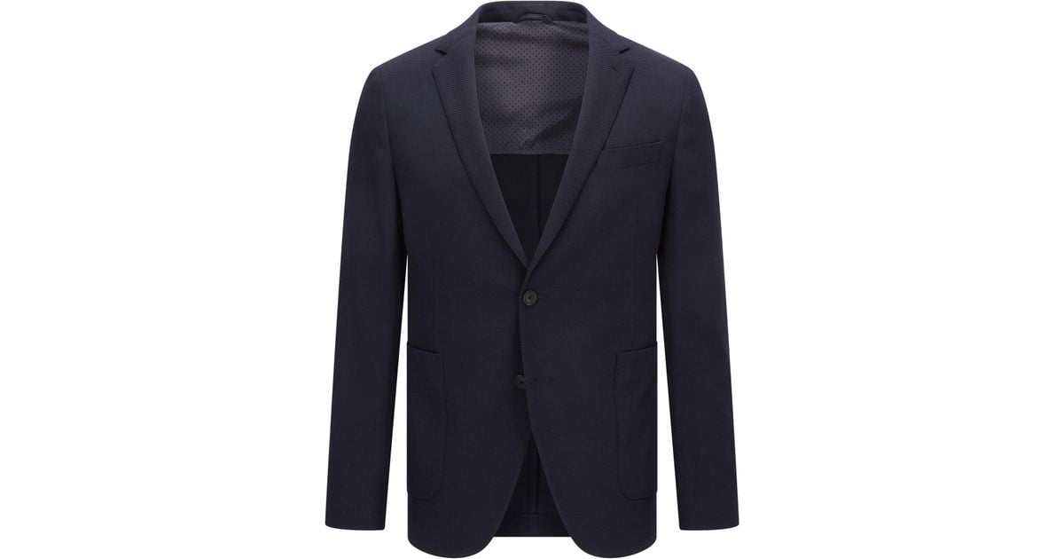BOSS Blue Slim fit Travel Jacket In A Wool Blend for men