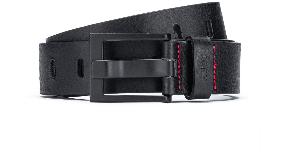 BOSS by HUGO BOSS Italian Leather Belt With Matte Black Hardware for