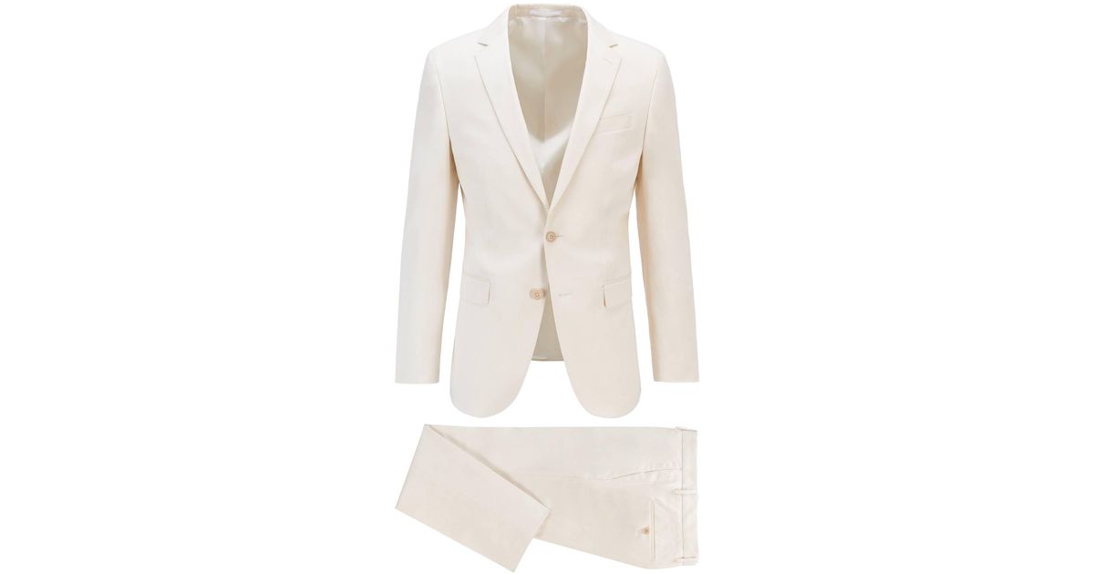 BOSS by HUGO BOSS Baumwolle Slim-Fit Anzug aus elastischer Bio-Baumwolle in  Weiß für Herren | Lyst AT