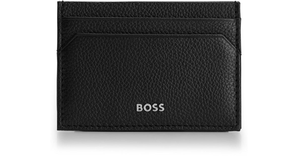 BOSS by HUGO BOSS Grained-leather Card Holder With Logo Lettering in ...