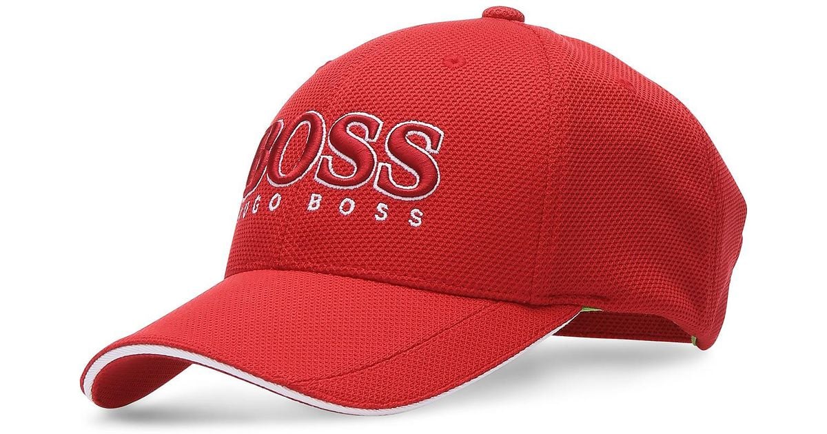 BOSS by HUGO BOSS Cotton Baseball Cap In Technical Piqué in Red for Men -  Lyst