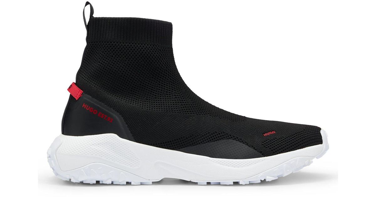HUGO Hightop Sock Trainers With Chunky Sole And Branding in Black for