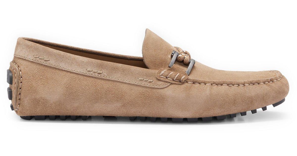 BOSS by HUGO BOSS Driver Moccasins In Suede With Cord And Hardware ...