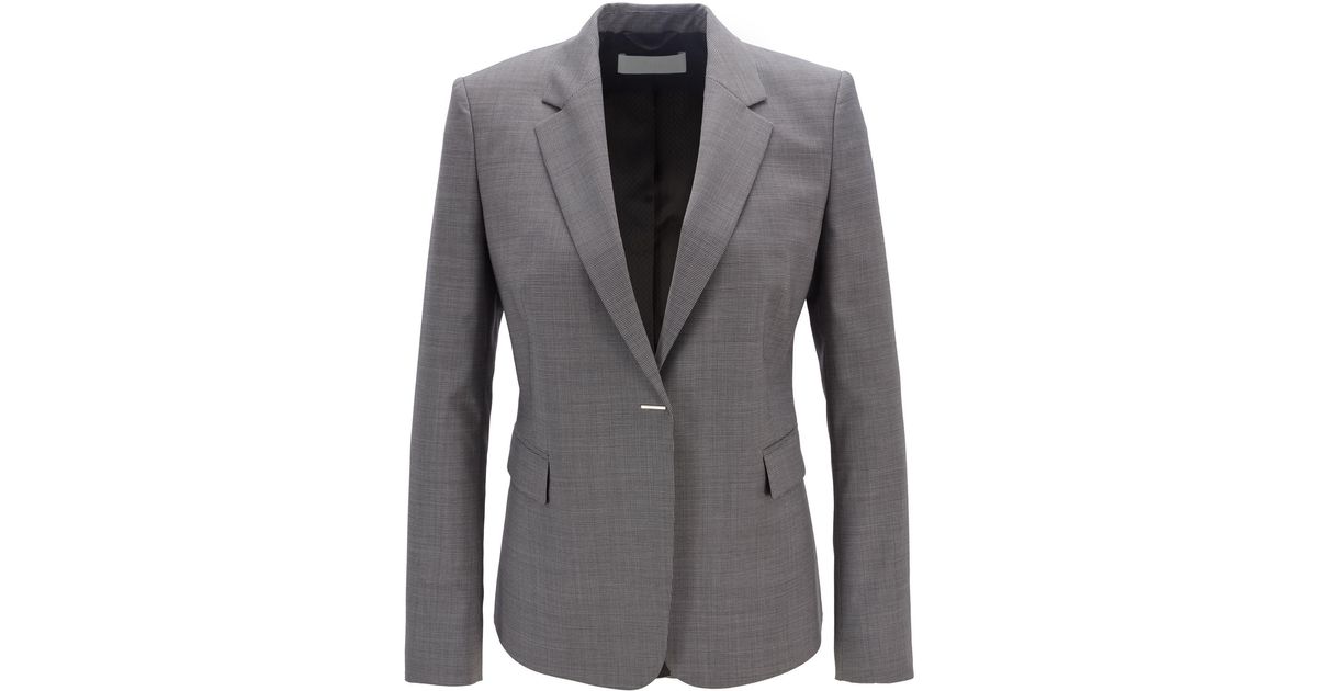 BOSS Regular-fit Jacket In Micro-patterned Wool With Hardware Closure ...