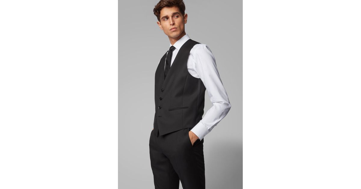 BOSS by HUGO BOSS Slimfit Waistcoat In Virgin Wool in Gray for Men Lyst