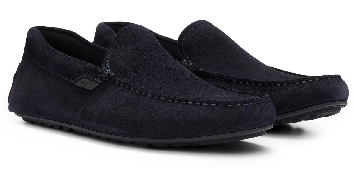 BOSS by HUGO BOSS Suede Moccasins With Logo Details in Black for Men ...